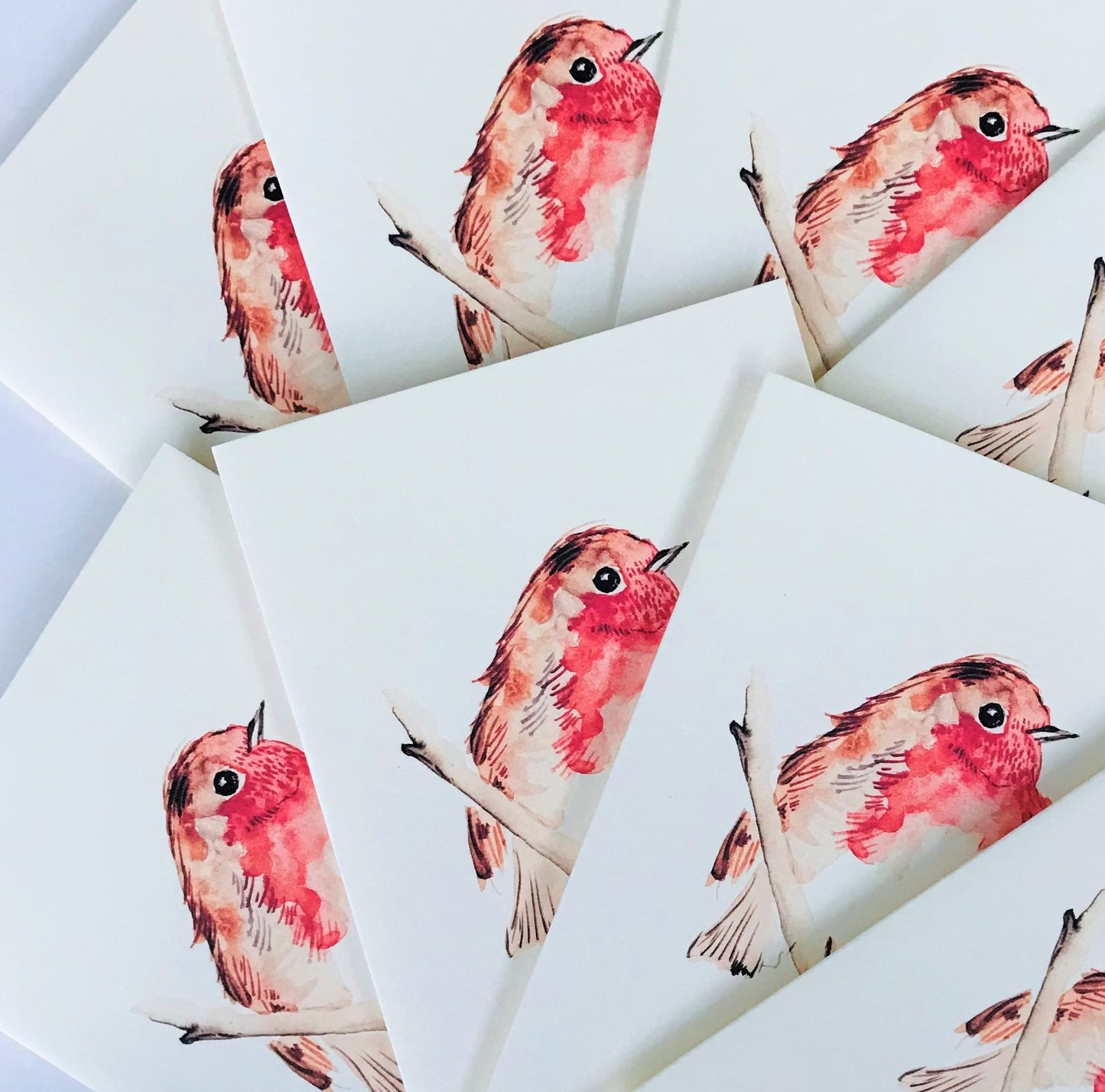Pack of 8 Christmas Robin Greetings Cards | Elegant Festive Design | Maria Zvaric Illustration