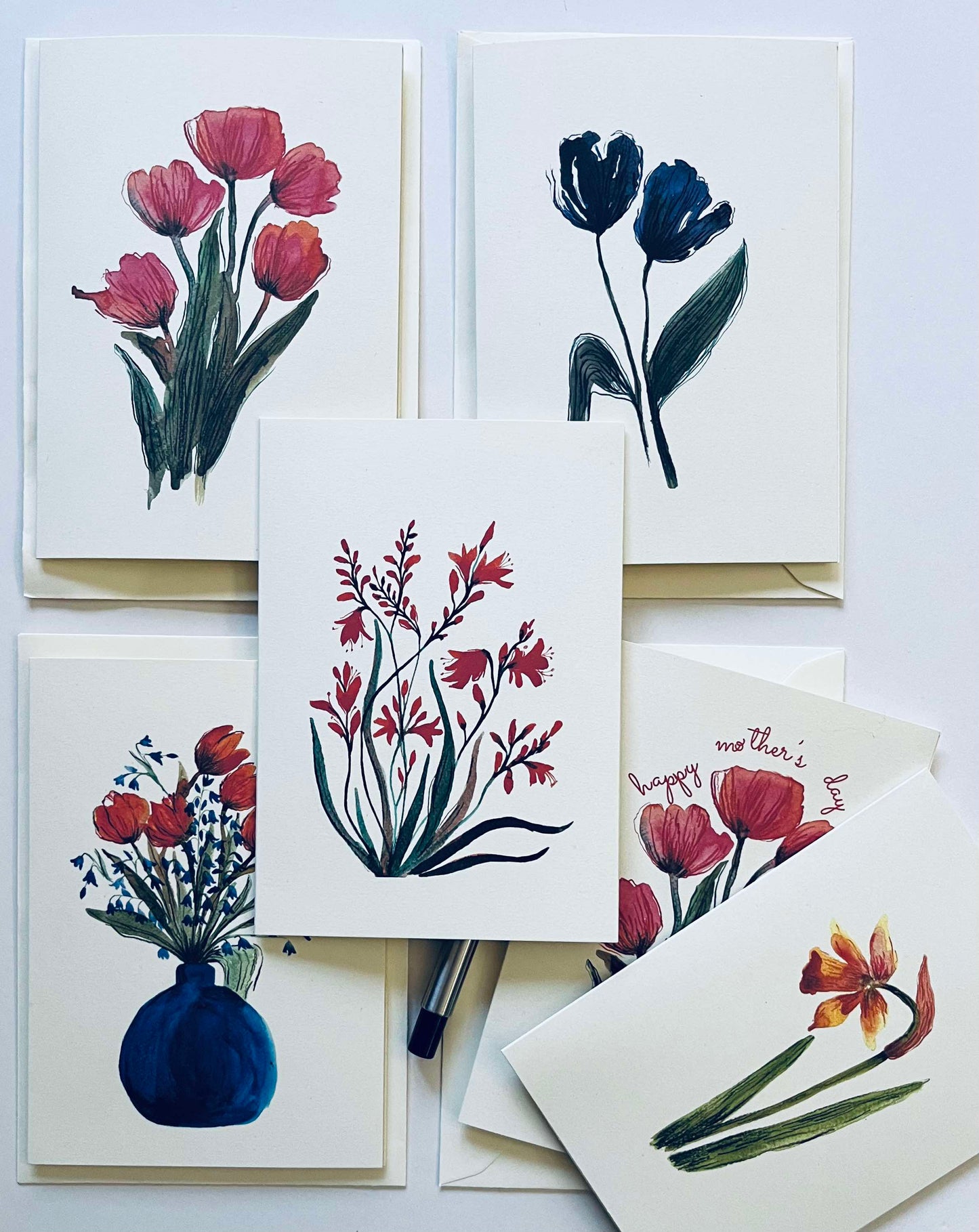 Happy Mother's Day Greetings Card | Elegant Floral Design for Mother's Day | Maria Zvaric Illustration