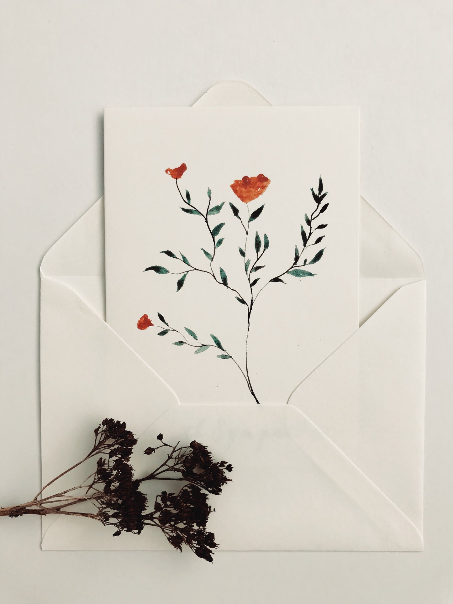 With Sympathy Greetings Card ( Orange Flower )