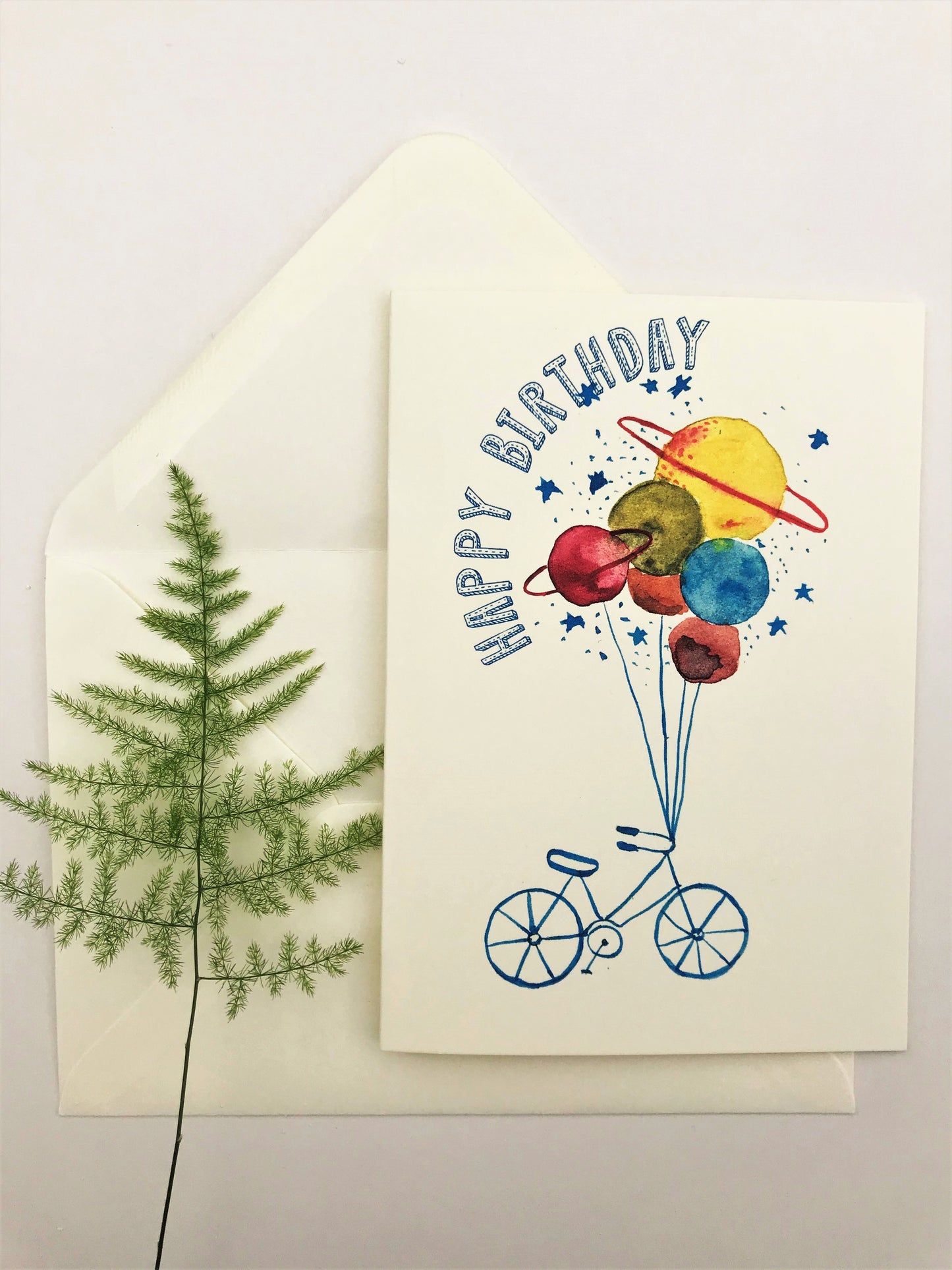 Happy Birthday - Bikes And Planets - Greetings Card