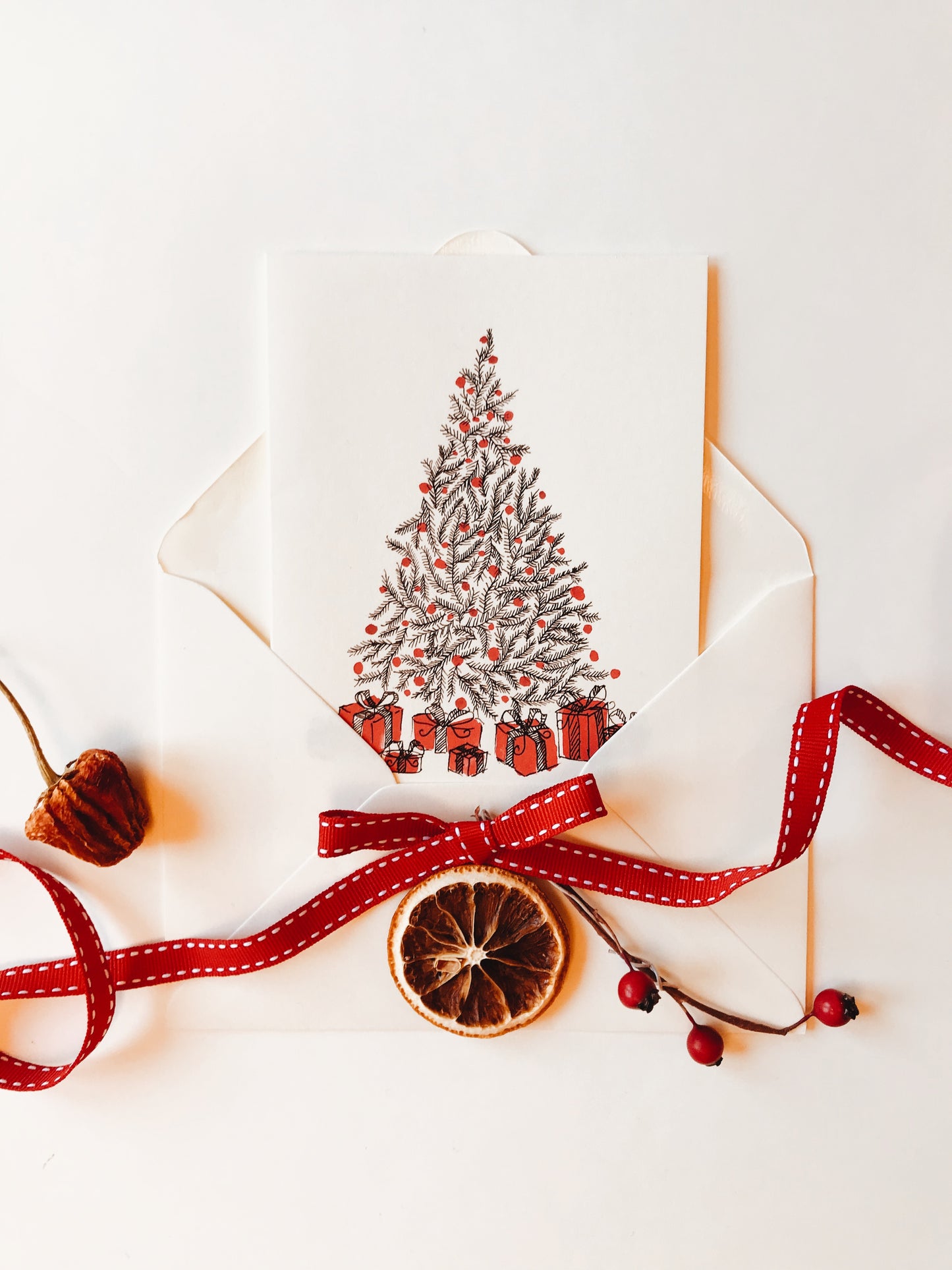 Christmas Tree Greeting Card | Festive and Classic Design | Maria Zvaric Illustration