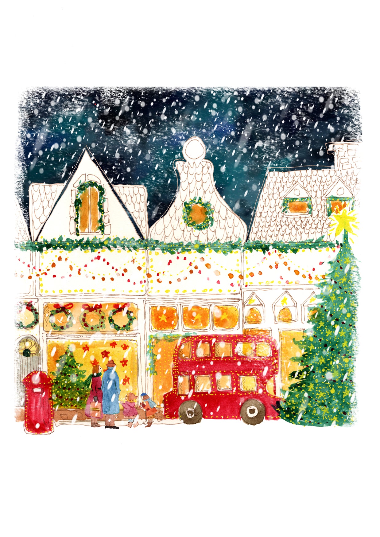 Mix and Match - Pack of 4 Christmas Greeting Cards | Elegant Festive Design | Maria Zvaric Illustration