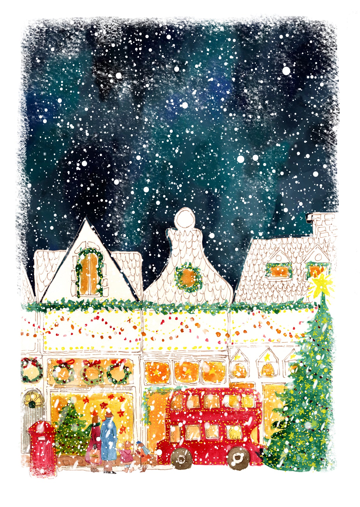 City Twinkles London Christmas Greeting Card | Festive and Urban Design | Maria Zvaric Illustration