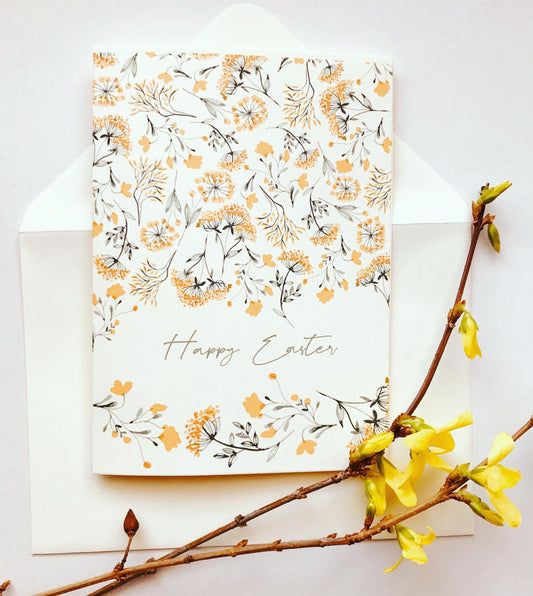 Easter Yellow Flowers - Greetings Card