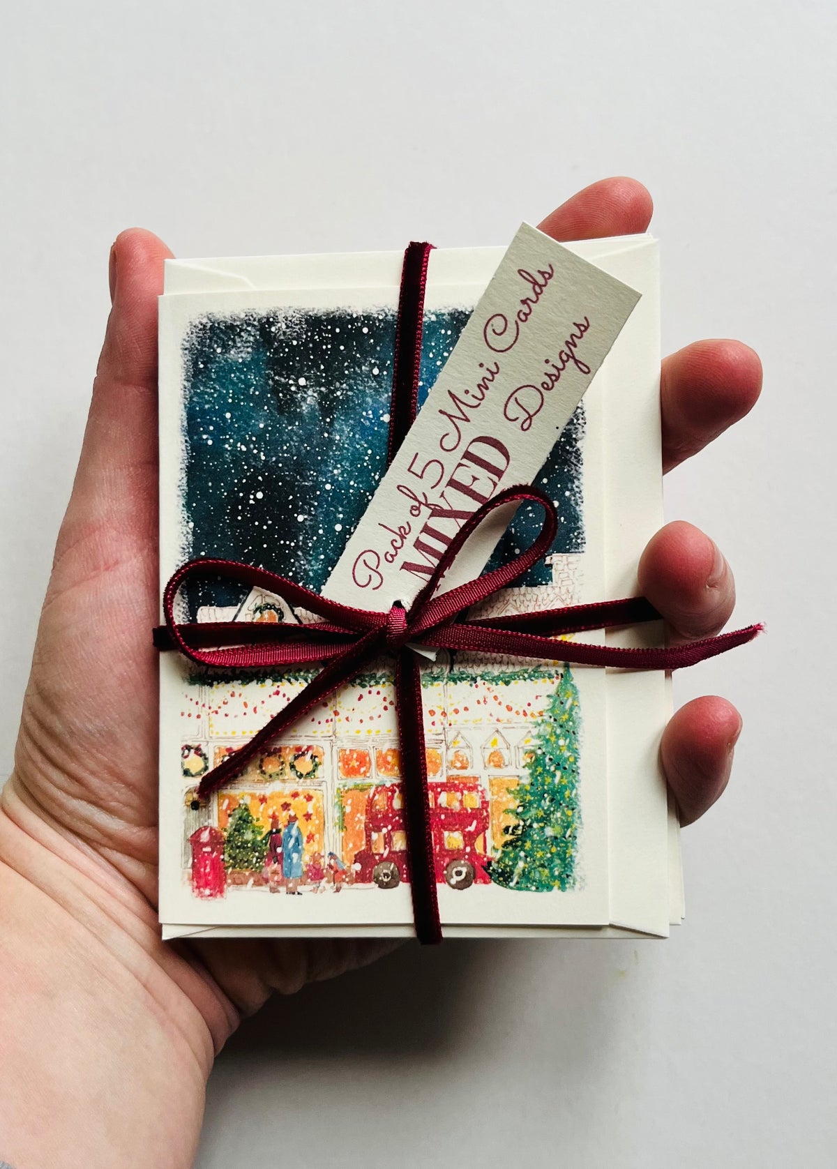 5 Tiny Christmas Greeting Cards | Mini Christmas Cards | Cute Festive Cards