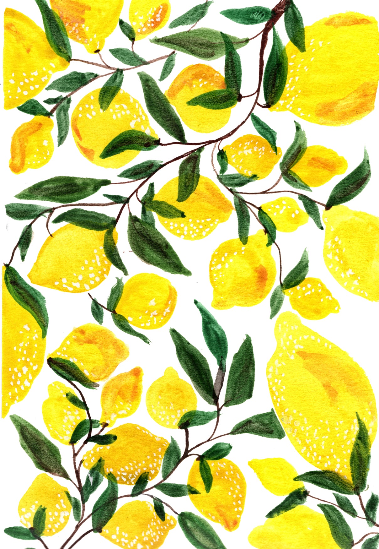 Lemon Art Print – Giclée Print in A4 or A3 on Ivory Paper (300gsm)