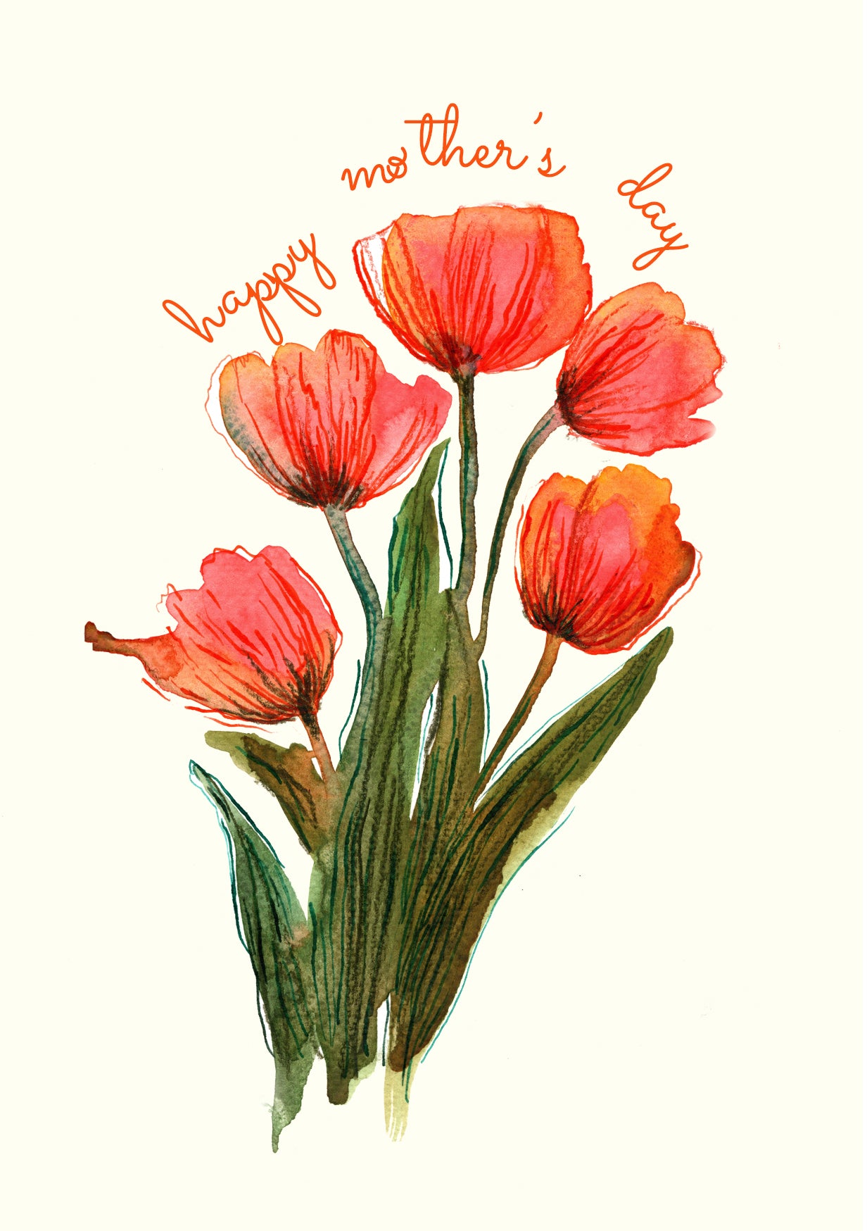 Happy Mother's Day Greetings Card | Elegant Floral Design for Mother's Day | Maria Zvaric Illustration