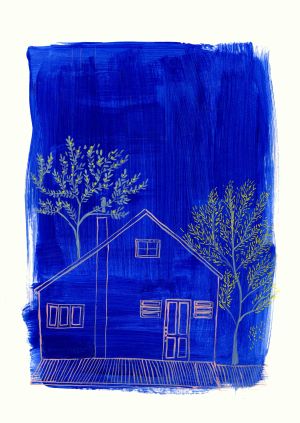 Pink House - Greetings Card