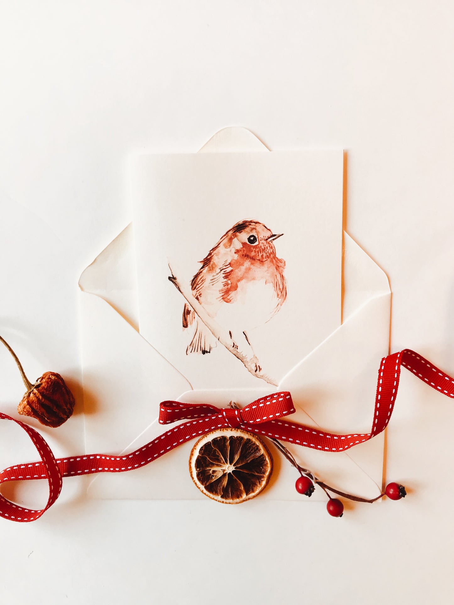 Robin Christmas Greeting Card | Elegant Festive Design | Maria Zvaric Illustration