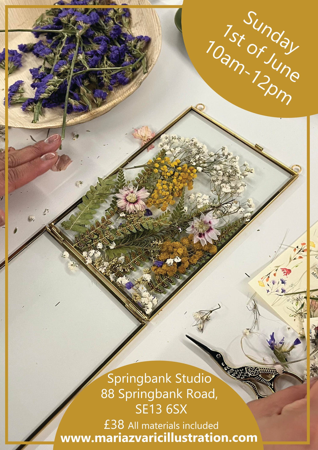 New Workshop Announcement: Dried Pressed Flower Frames at Springbank Studio