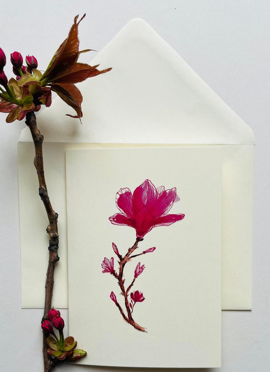 Magnolia Flower - Greetings Card - detail