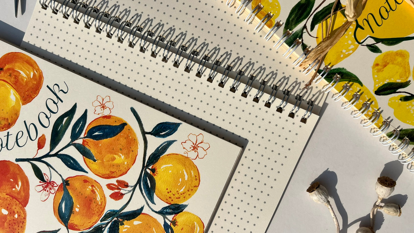 Orange Botanical Wirebound A5 Notebook