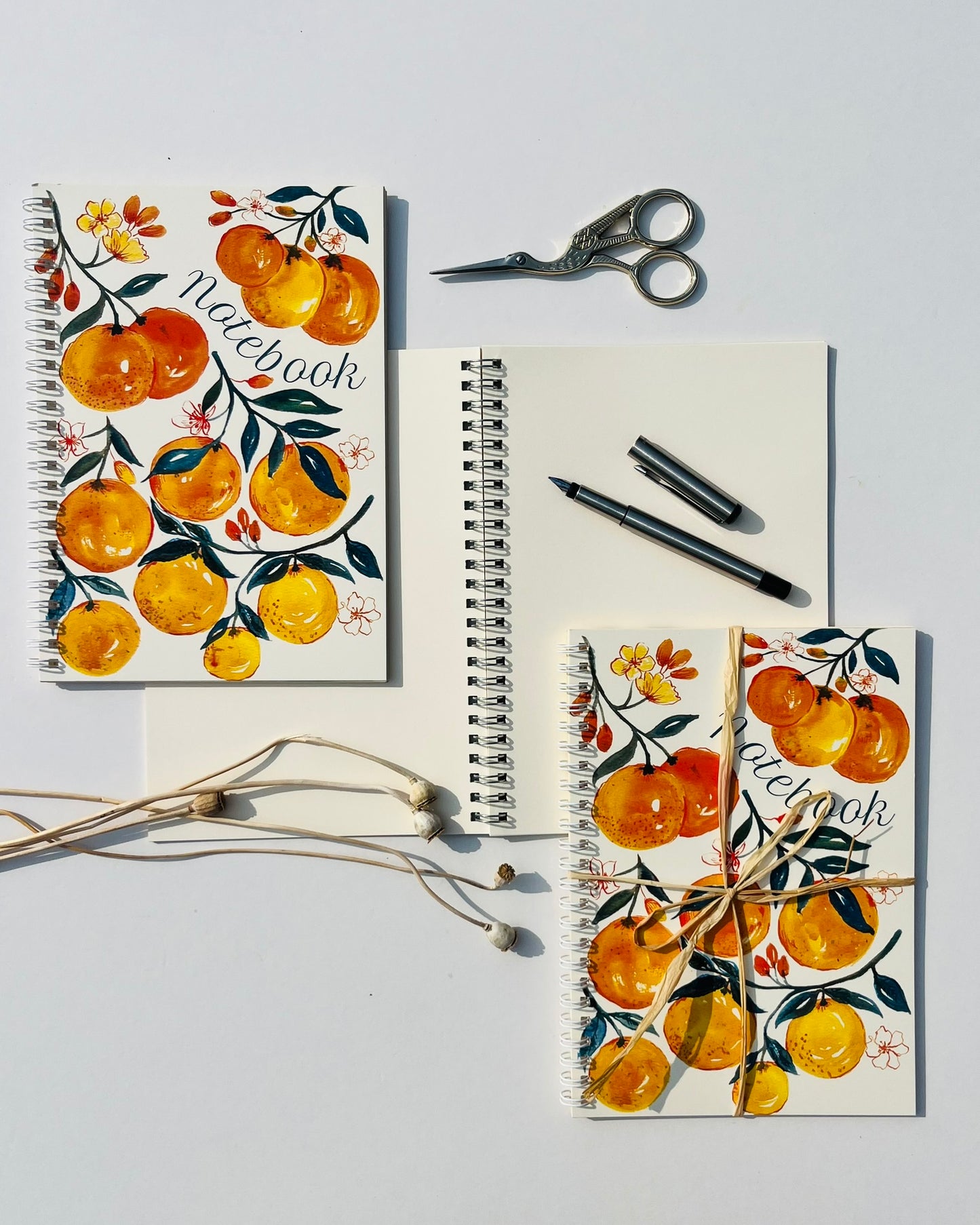 Orange Botanical Wirebound A5 Notebook