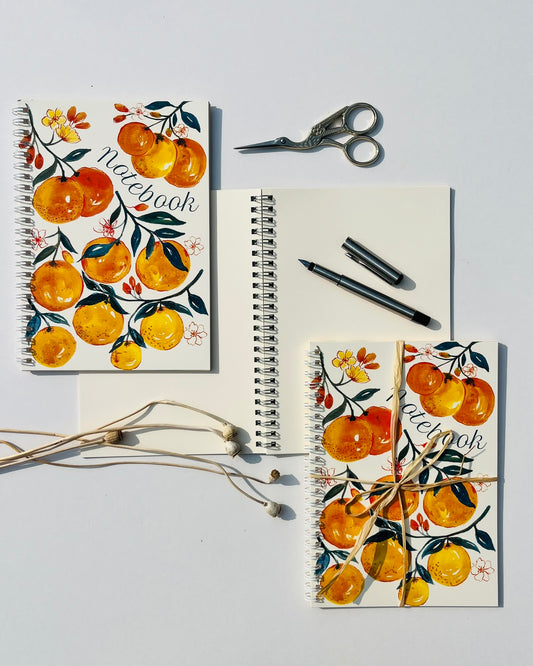 Orange Botanical Wirebound A5 Notebook