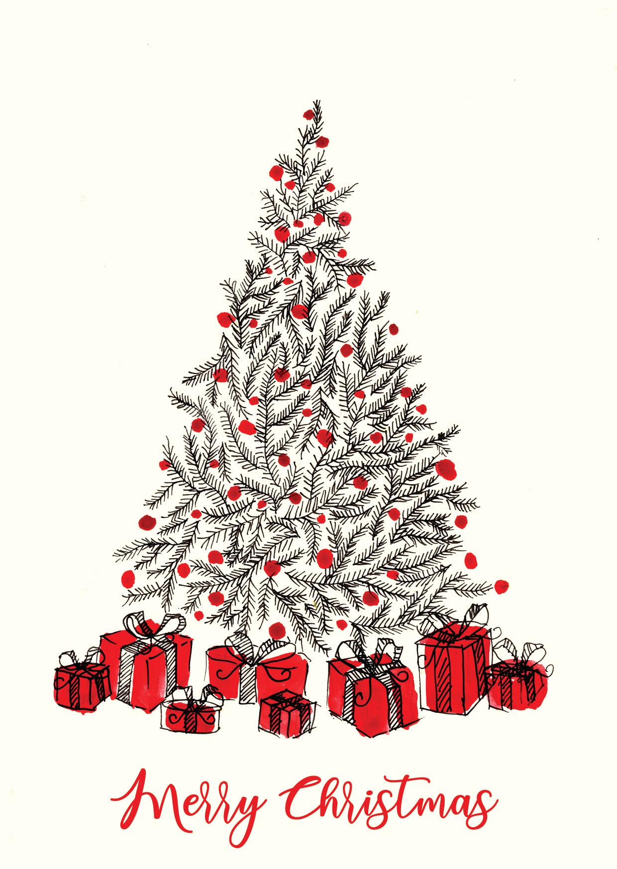 Christmas Tree Greeting Card | Festive and Classic Design | Maria Zvaric Illustration