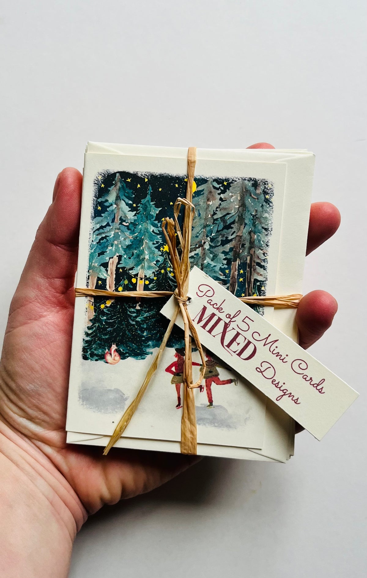5 Tiny Christmas Greeting Cards | Mini Christmas Cards | Cute Festive Cards