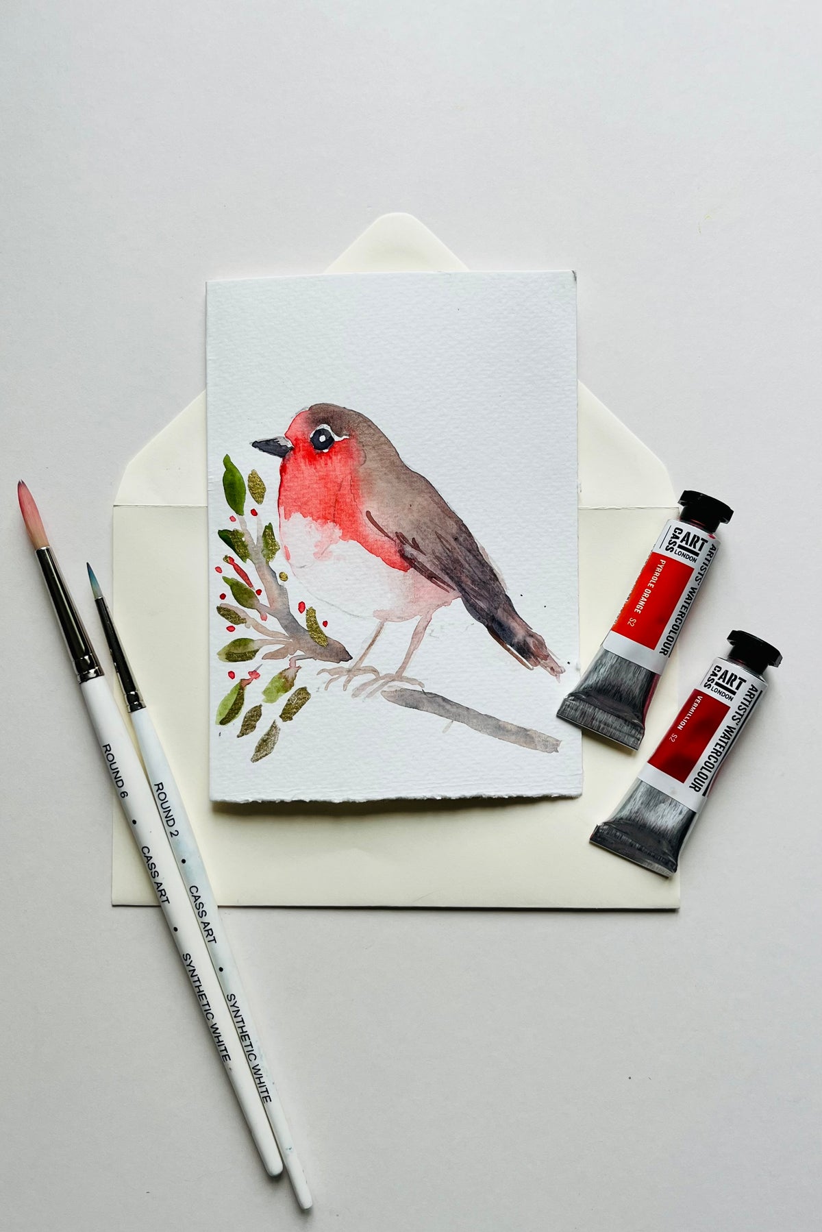 Christmas Birds Watercolour Workshop at Cass Art King's Cross, London