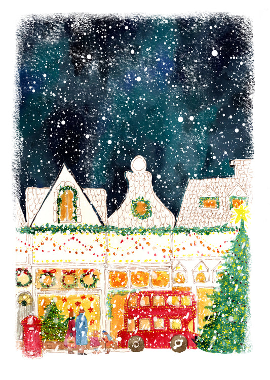 City Twinkles London Christmas Greeting Card | Festive and Urban Design | Maria Zvaric Illustration