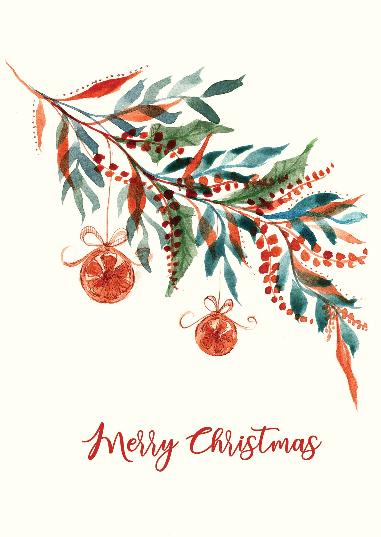 Dried Orange Christmas Greeting Card | Rustic Festive Design | Maria Zvaric Illustration