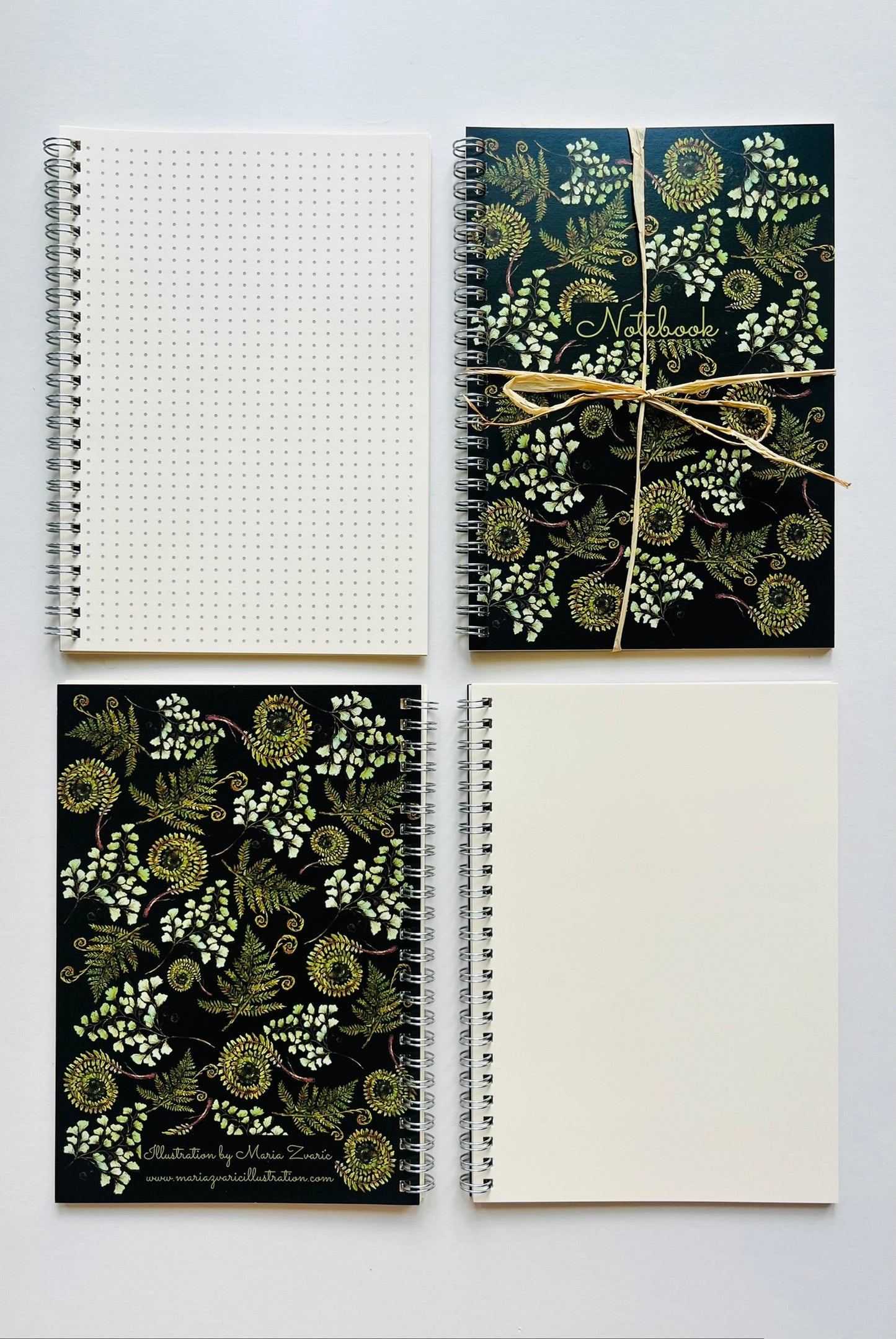 Fern Botanical A5 Wirebound Notebook | Dotted & Plain Ivory Paper