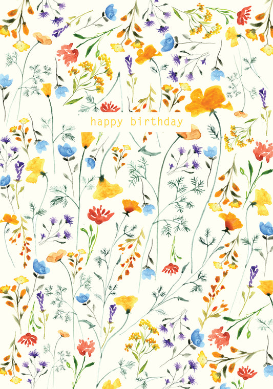 Wild Flowers - Happy Birthday - Greetings Card