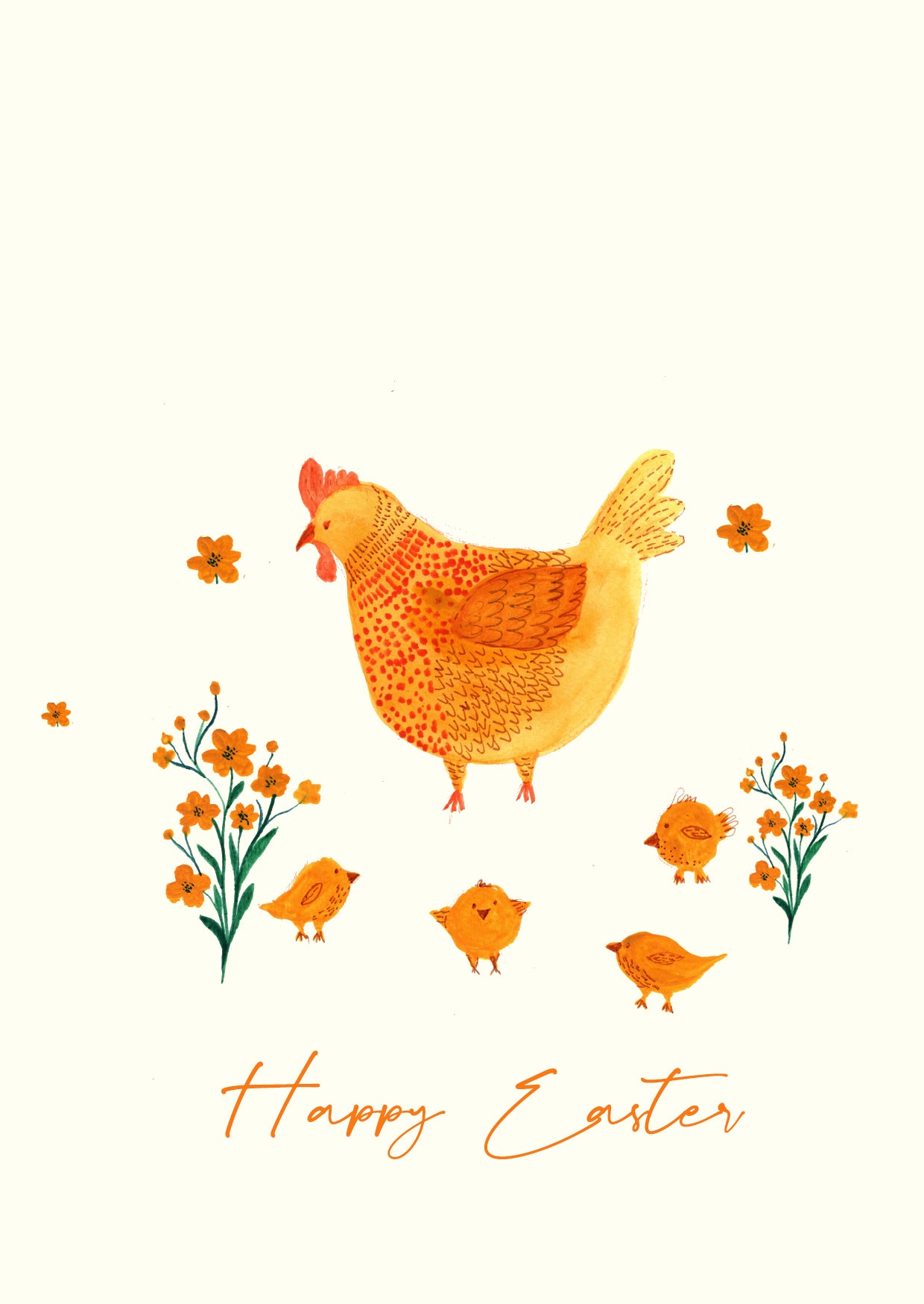 Easter Hen - Greetings Card