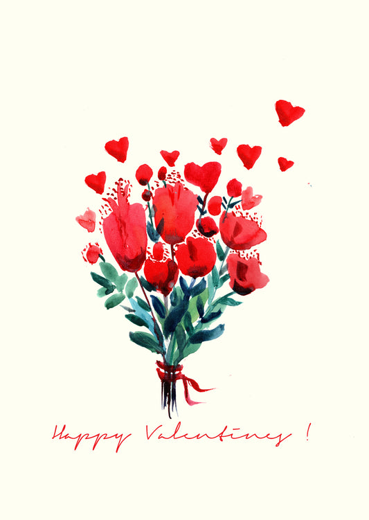 Happy Valentines - Tulip Bunch - Greetings Card