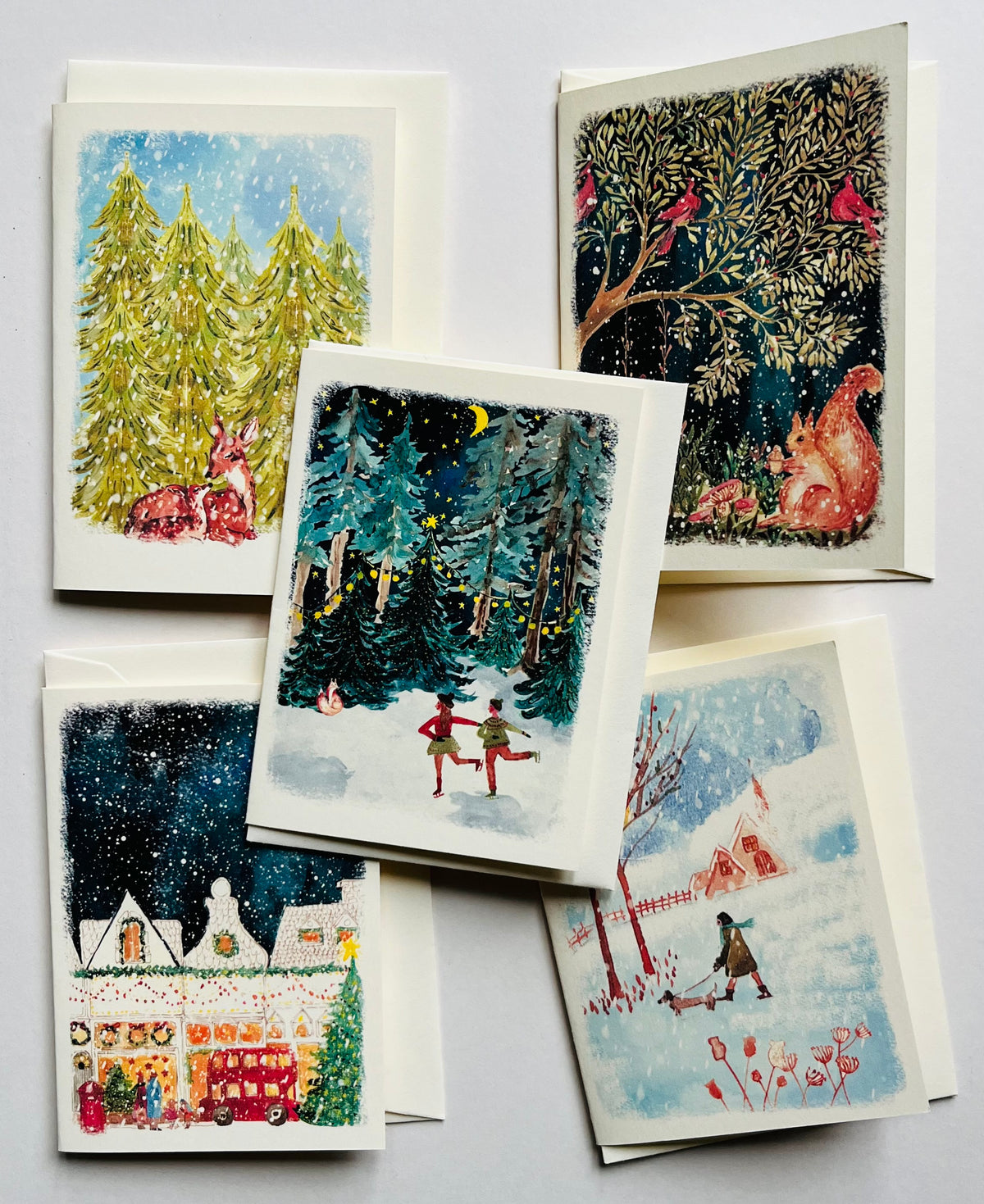 5 Tiny Christmas Greeting Cards | Mini Christmas Cards | Cute Festive Cards
