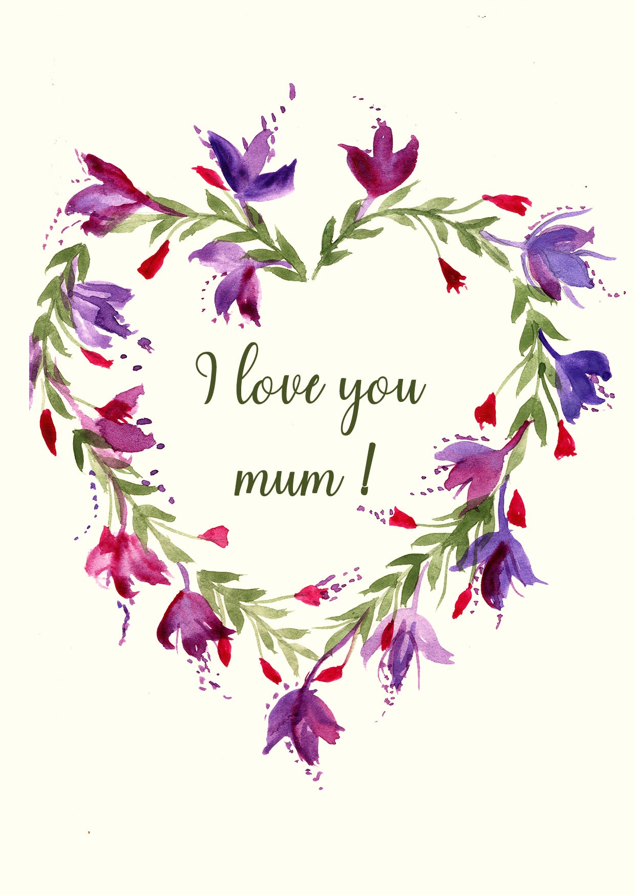 I Love You Mum - Greetings Card