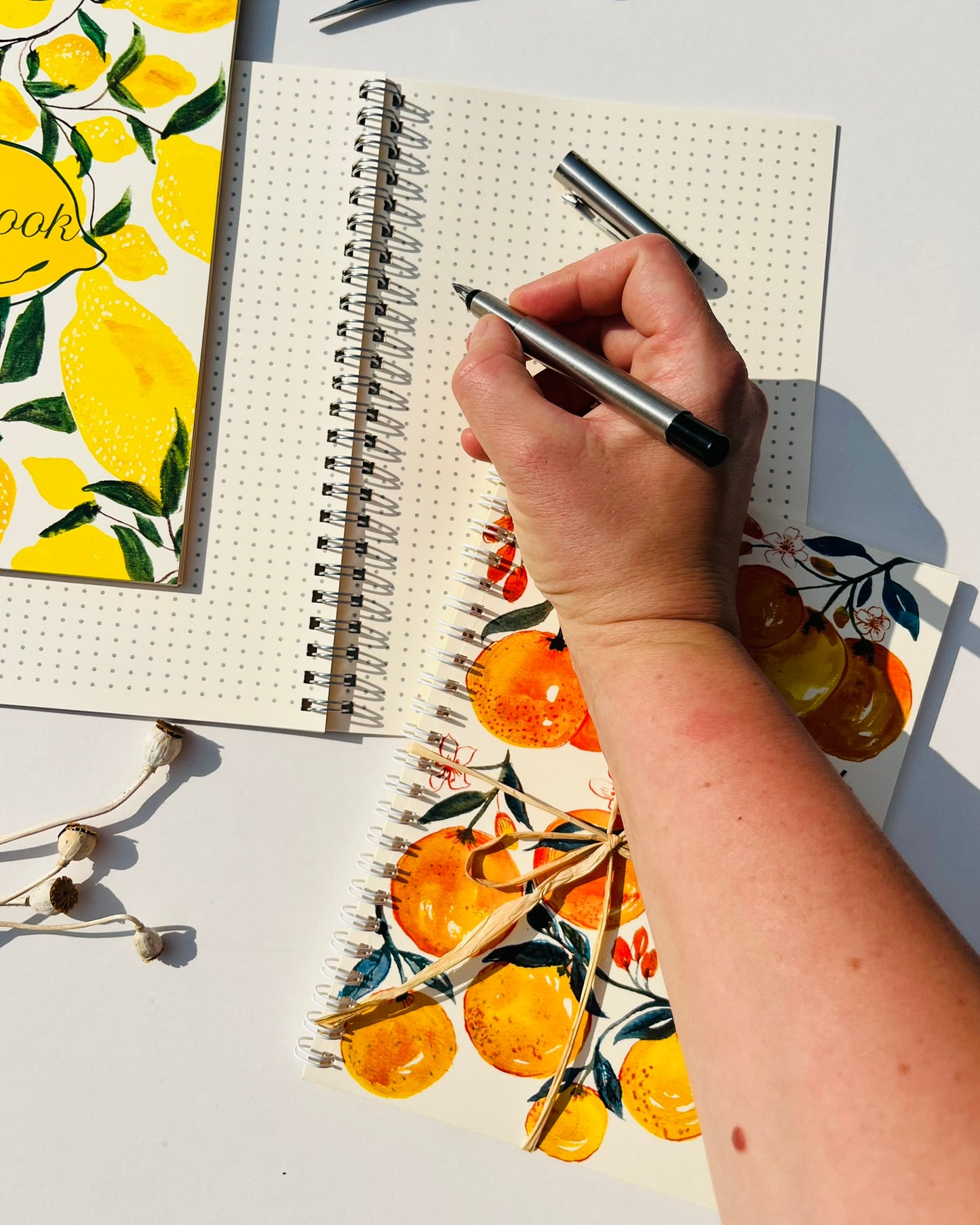 Lemon Botanical A5 Wirebound Notebook | Dotted & Plain Ivory Paper