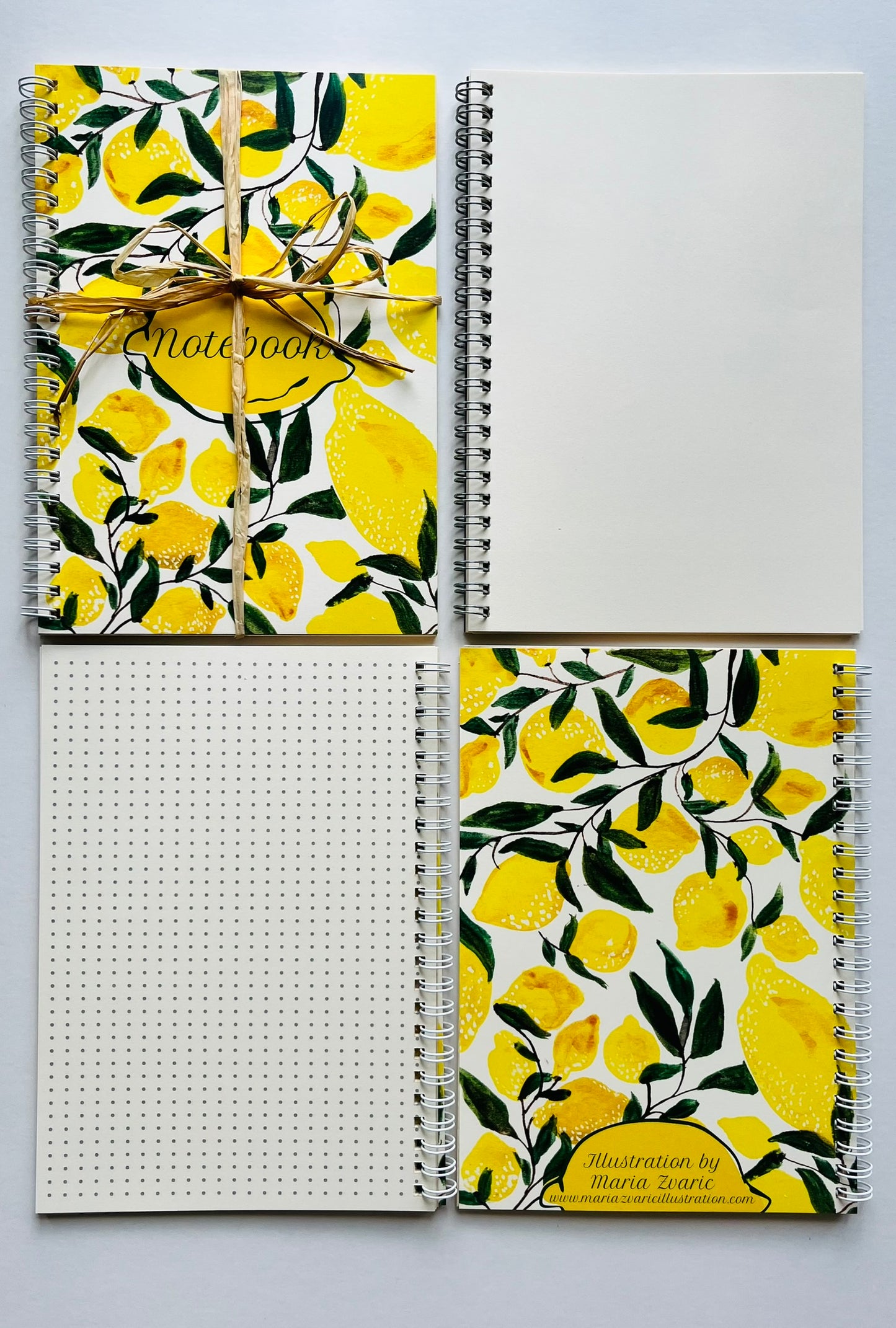 Lemon Botanical A5 Wirebound Notebook | Dotted & Plain Ivory Paper