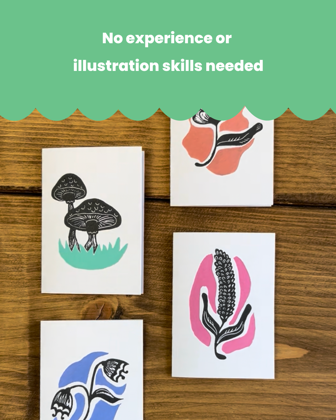 Lino print your own multicolour greetings cards