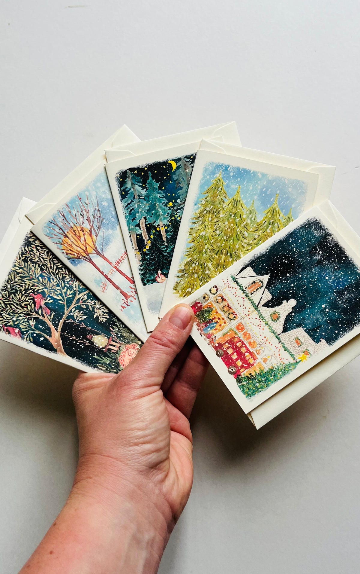 5 Tiny Christmas Greeting Cards | Mini Christmas Cards | Cute Festive Cards