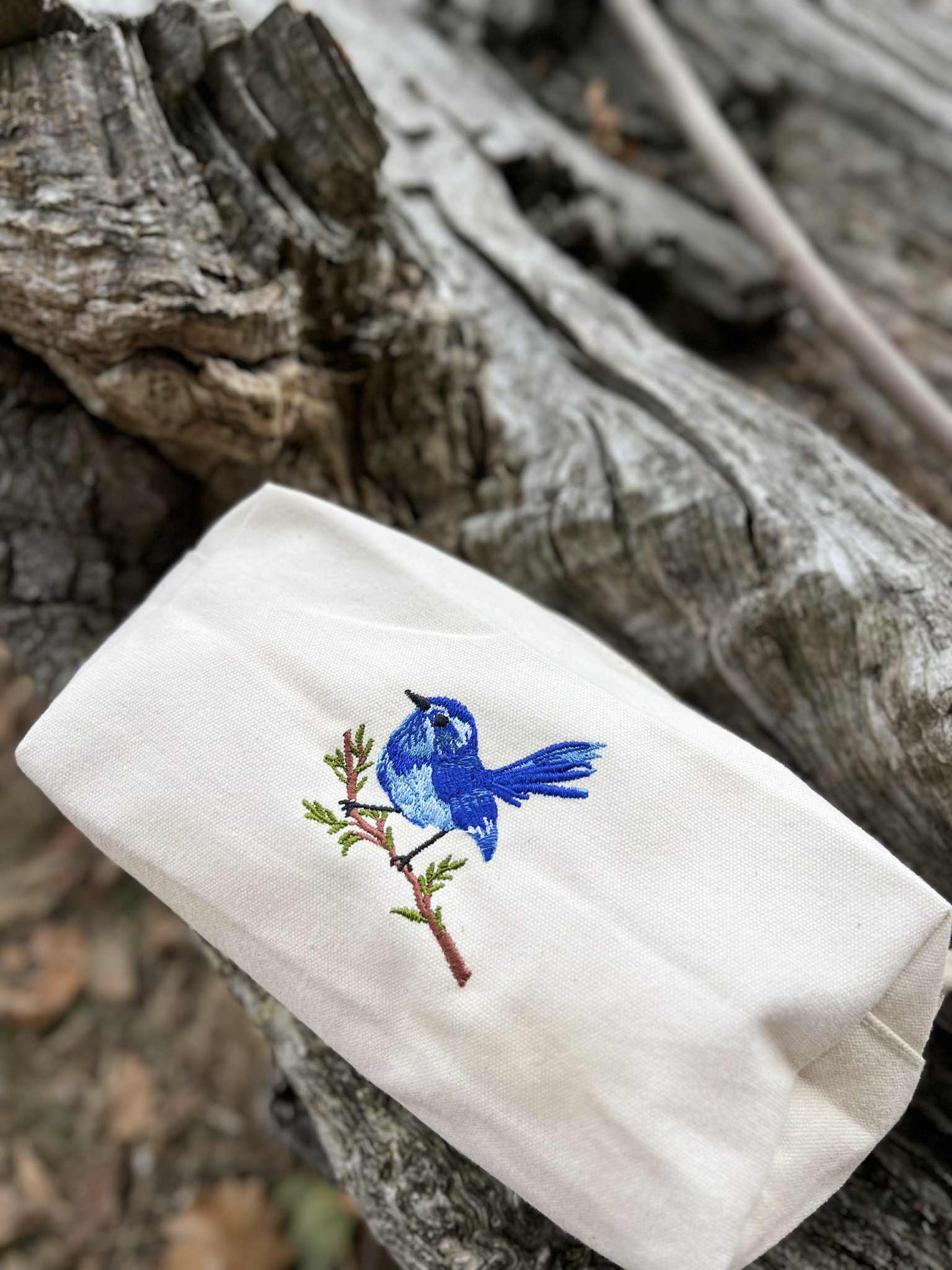 Canvas Accessory Bag – Blue Bird Design