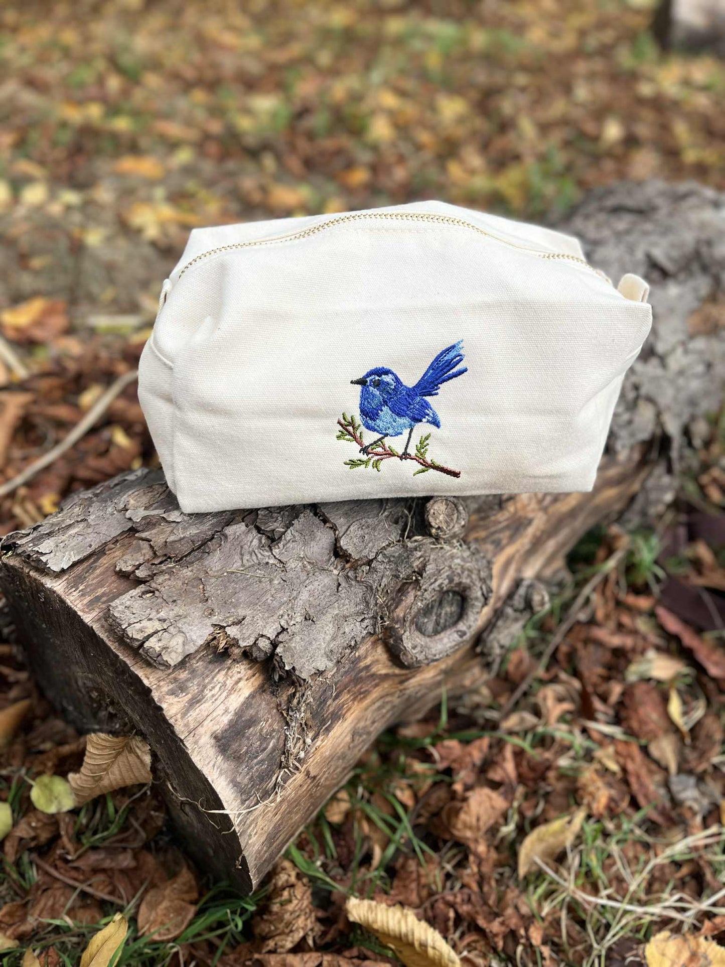 Canvas Accessory Bag – Blue Bird Design