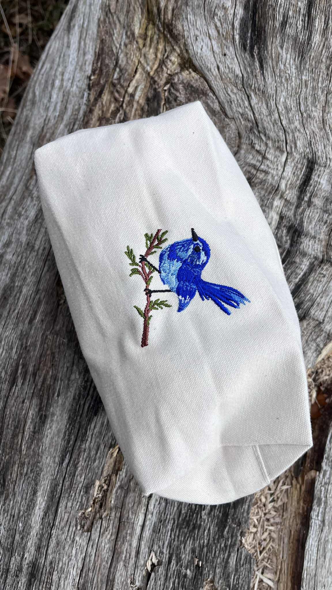 Canvas Accessory Bag – Blue Bird Design