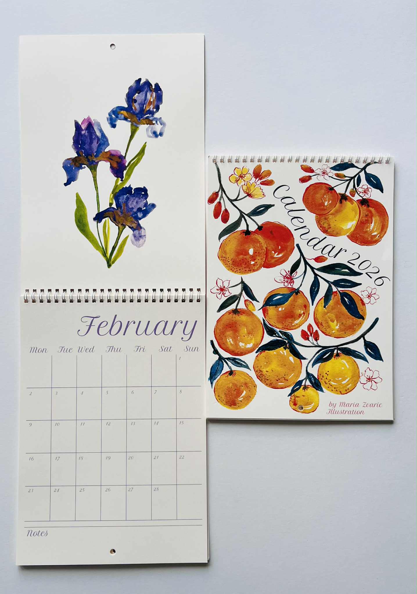 Maria Zvaric 2026 Calendar | Original Watercolours & Botanical Prints