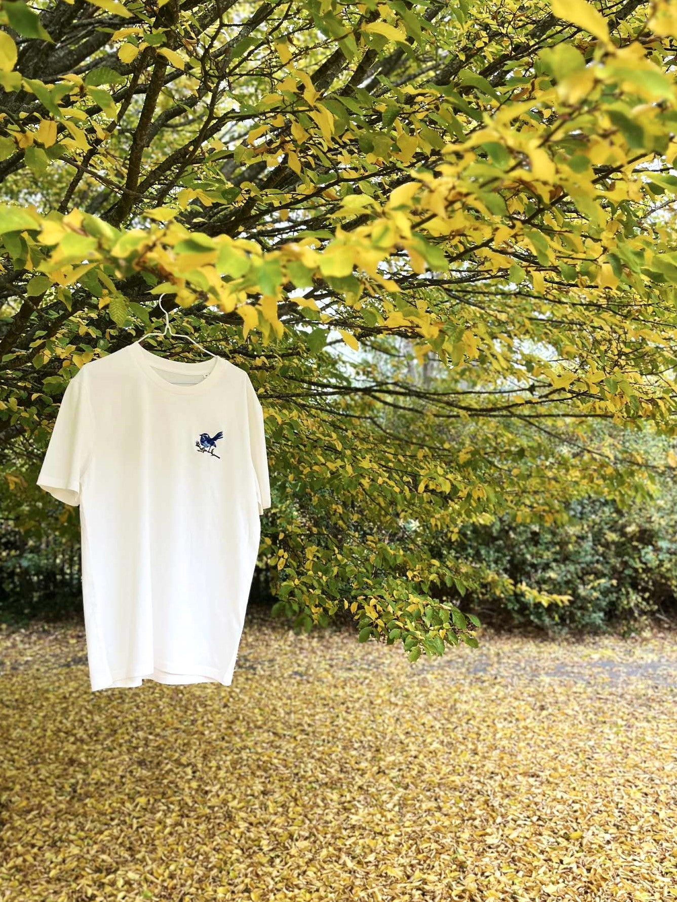 Blue Bird Embroidered Organic Cotton T-Shirt