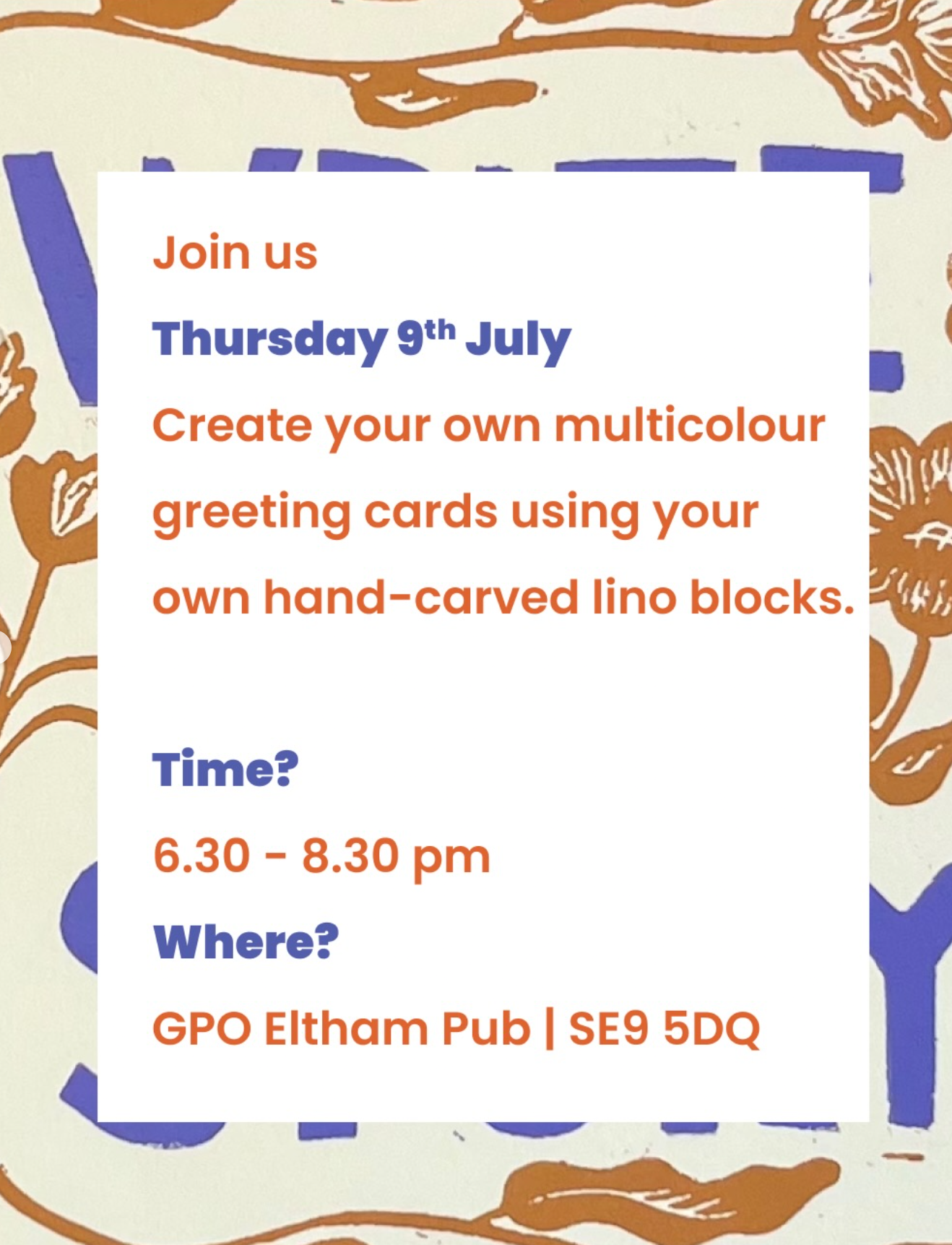 Lino print your own multicolour greetings cards