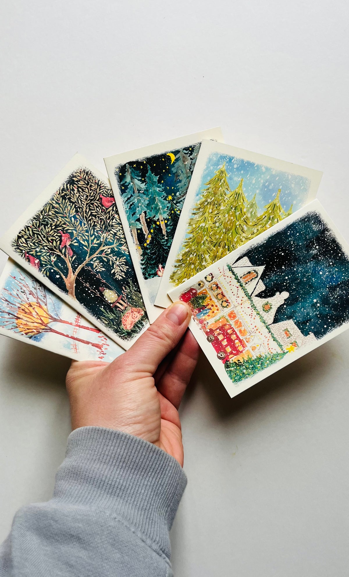 5 Tiny Christmas Greeting Cards | Mini Christmas Cards | Cute Festive Cards