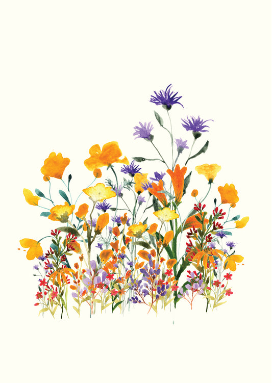 Wild Flowers Orange - Greetings Card