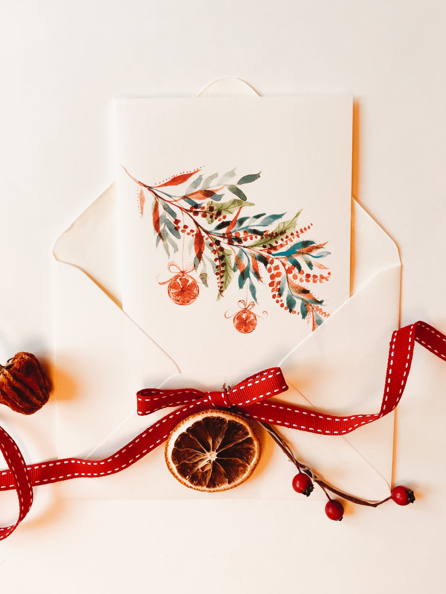 Dried Orange Christmas Greeting Card | Rustic Festive Design | Maria Zvaric Illustration